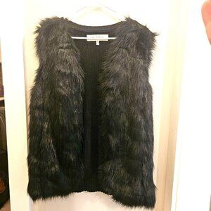 Sebby Collection Black Faux Fur knit  Vest  XL